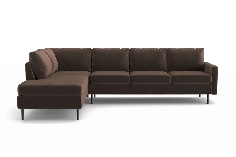 Peppe 4-istuttava Vasenkätinen L-muotoinen Divaanisohva Manchesterista - Ruskea - Huonekalut - Sohva - Divaanisohva