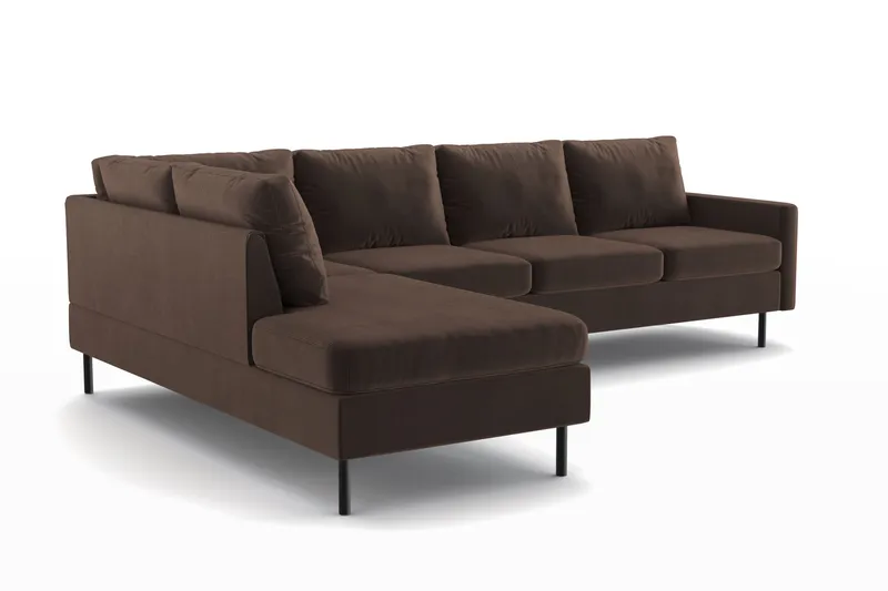 Peppe 4-istuttava Vasenkätinen L-muotoinen Divaanisohva Manchesterista - Ruskea - Huonekalut - Sohva - Divaanisohva