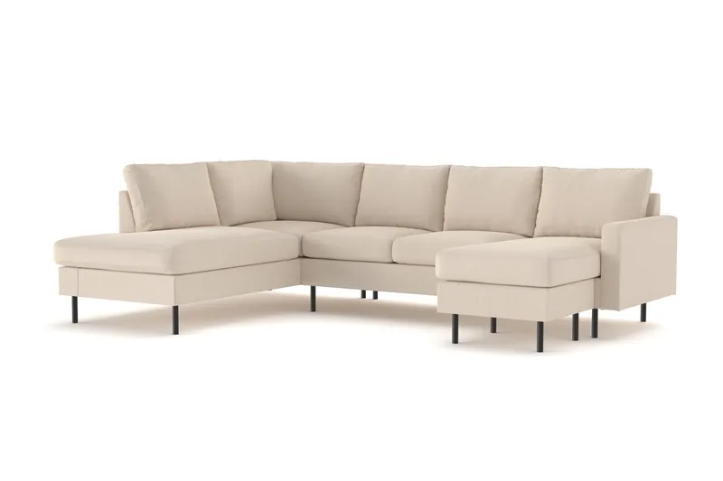 Peppe 4-istuttava Vasenkätinen U-muotoinen Sohva Divaanilla ja Leponurkkauksella Manchester-kankaasta - Greige - Huonekalut - Sohva - Divaanisohva