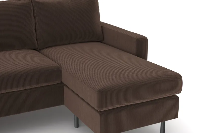 Peppe 4-istuttava Vasenkätinen U-muotoinen Sohva Divaanilla ja Leponurkkauksella Manchester-kankaasta - Ruskea - Huonekalut - Sohva - Divaanisohva