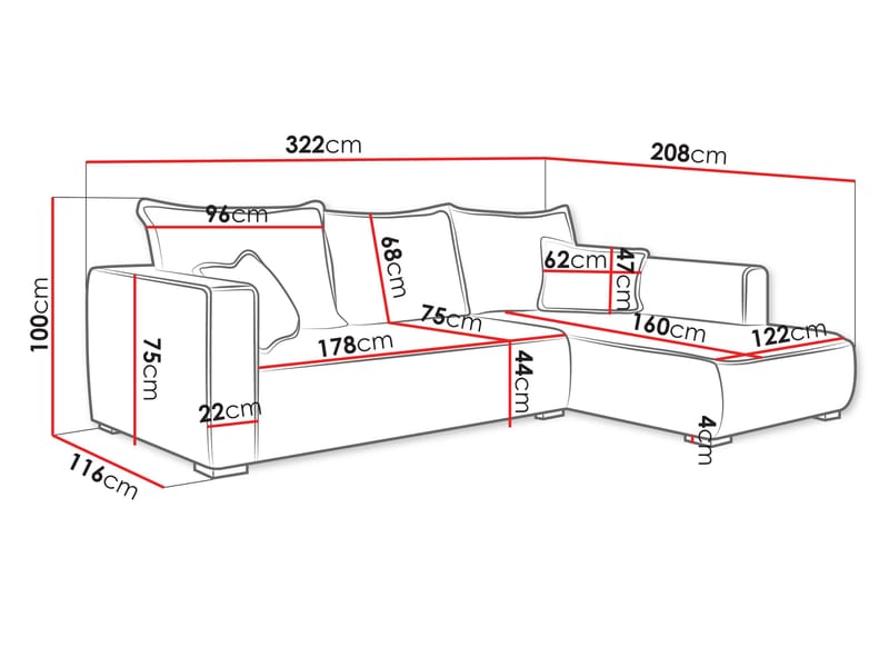 Puente 4-istuttava sohva divaanilla - beige - Huonekalut - Sohva - Kulmasohva