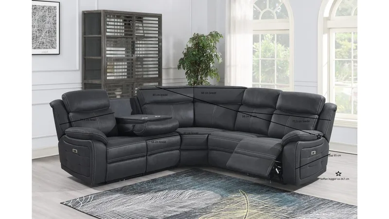 Recliner-kulmasohva Rindal sähköinen - harmaa - Huonekalut - Sohva - Mekanismisohva