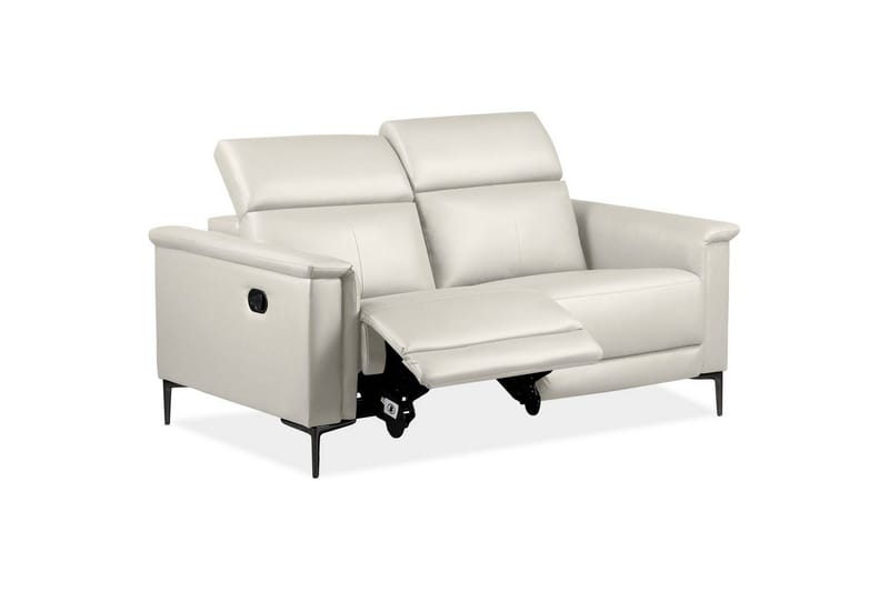 Recliner-sohva ilman kulmaa Loft24 2-istuttava sohva Lund kermanvärinen, nahka/PU, manuaalinen lepotuoli Cream White - Huonekalut - Sohva - Mekanismisohva - 2 istuttava mekanismisohva