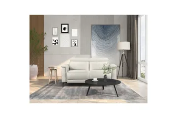 Recliner-sohva ilman kulmaa Loft24 2-istuttava sohva Lund kermanvärinen, nahka/PU, manuaalinen lepotuoli Cream White - Huonekalut - Sohva - Mekanismisohva - 2 istuttava mekanismisohva