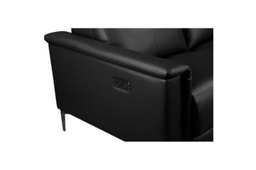 Recliner-sohva ilman kulmaa Loft24 2-istuttava sohva Lund musta, nahka/PU, sähkötoiminen recliner Svart, Graphite Grey - Huonekalut - Sohva - Mekanismisohva - 2 istuttava mekanismisohva