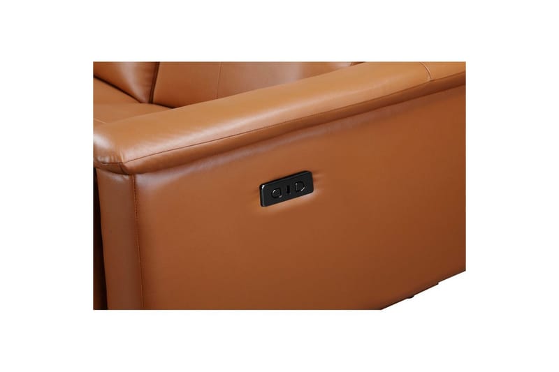 Recliner-sohva ilman kulmaa Loft24 3-istuttava sohva Lund Cognac Brun,Grå - Huonekalut - Sohva - Mekanismisohva - 3 istuttava mekanismisohva