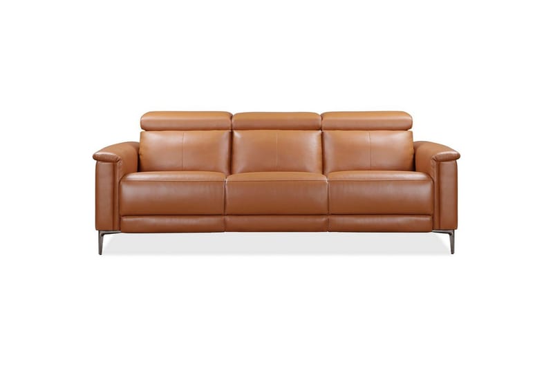 Recliner-sohva ilman kulmaa Loft24 3-istuttava sohva Lund Cognac Brun,Grå - Huonekalut - Sohva - Mekanismisohva - 3 istuttava mekanismisohva