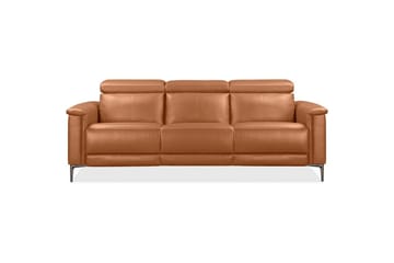 Recliner-sohva ilman kulmaa Loft24 3-istuttava sohva Lund Cognac Chocolate Brown,Grå - Huonekalut - Sohva - Mekanismisohva - 3 istuttava mekanismisohva