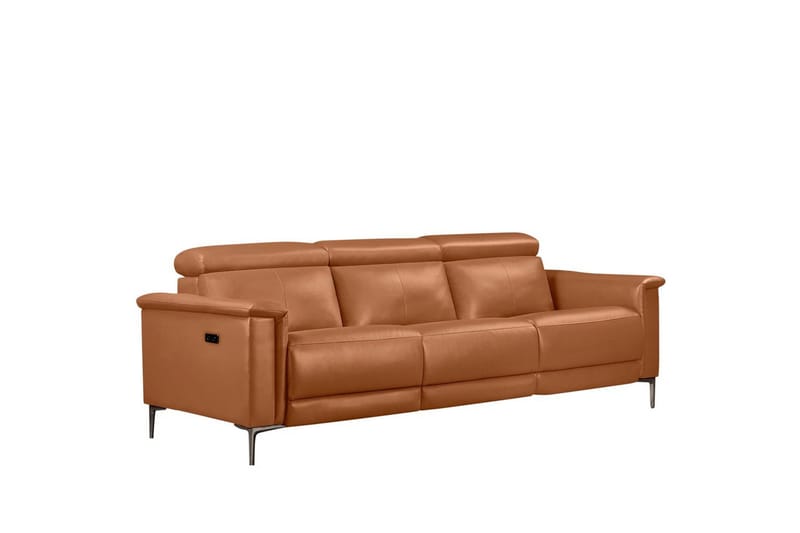 Recliner-sohva ilman kulmaa Loft24 3-istuttava sohva Lund Cognac Chocolate Brown,Grå - Huonekalut - Sohva - Mekanismisohva - 3 istuttava mekanismisohva