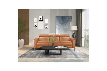 Recliner-sohva ilman kulmaa Loft24 3-istuttava sohva Lund Cognac Chocolate Brown,Grå - Huonekalut - Sohva - Mekanismisohva - 3 istuttava mekanismisohva