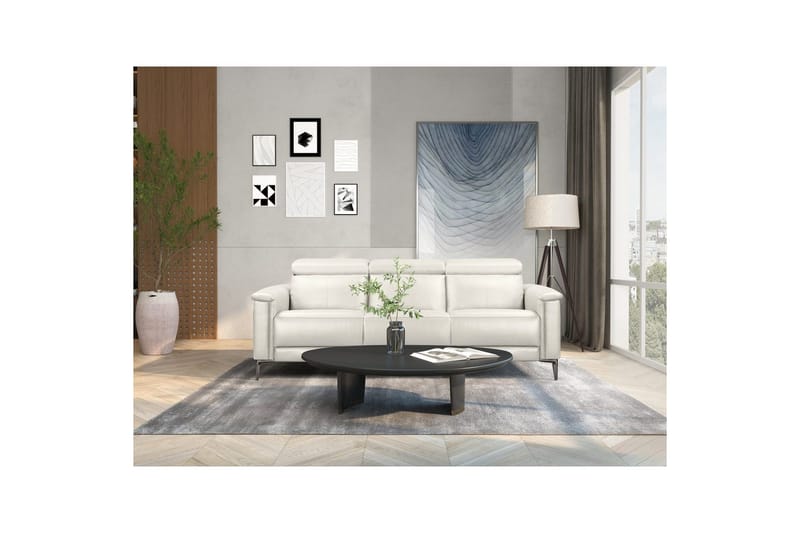 Recliner-sohva ilman kulmaa Loft24 3-istuttava sohva Lund Cream White - Huonekalut - Sohva - Mekanismisohva - 3 istuttava mekanismisohva