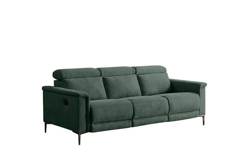 Recliner-sohva ilman kulmaa Loft24 3-istuttava sohva Lund Dark Green - Huonekalut - Sohva - Mekanismisohva - 3 istuttava mekanismisohva