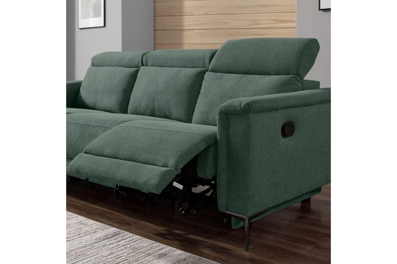 Recliner-sohva ilman kulmaa Loft24 3-istuttava sohva Lund Dark Green - Huonekalut - Sohva - Mekanismisohva - 3 istuttava mekanismisohva