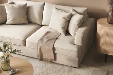Rossita 3-istuttava syvä kangassohva - Beige - Huonekalut - Sohva - 3:n istuttava sohva