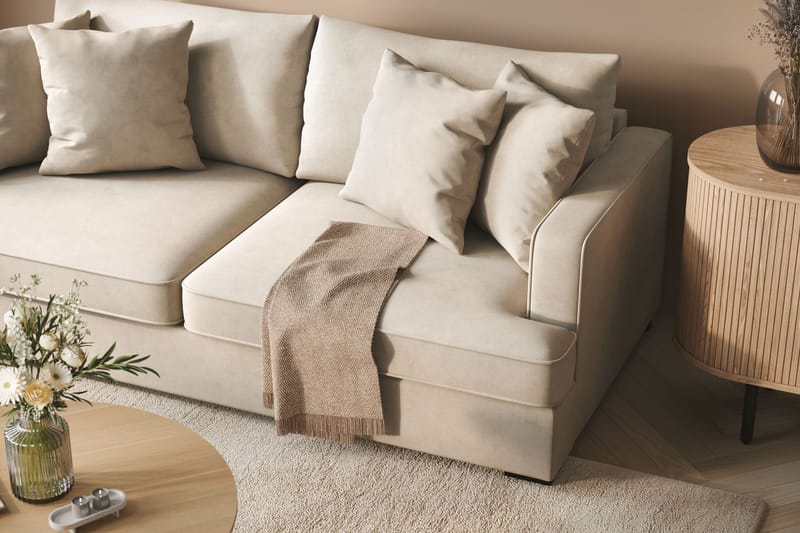 Rossita 3-istuttava Syvä Kangassohva - Beige - Huonekalut - Sohva - 3:n istuttava sohva