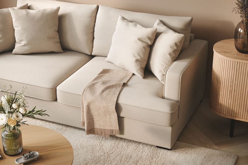 Rossita 3-istuttava Syvä Sohva Bouclé-kankaasta - Beige - Huonekalut - Sohva - 3:n istuttava sohva