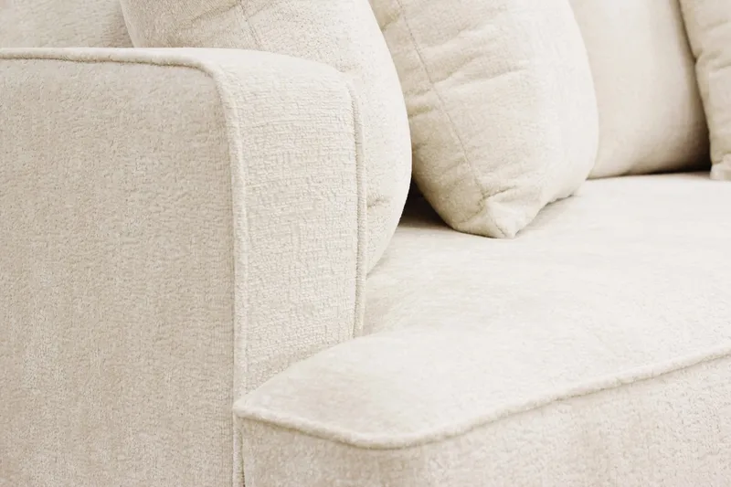 Rossita 3-istuttava Syvä Sohva Chenillestä - Trenza 06, Beige Chenille - Huonekalut - Sohva - 3:n istuttava sohva