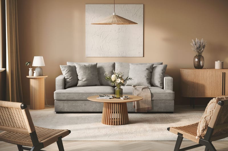 Rossita 3-istuttava Syvä Sohva Chenillestä - Vaaleanharmaa - Huonekalut - Sohva - 3:n istuttava sohva