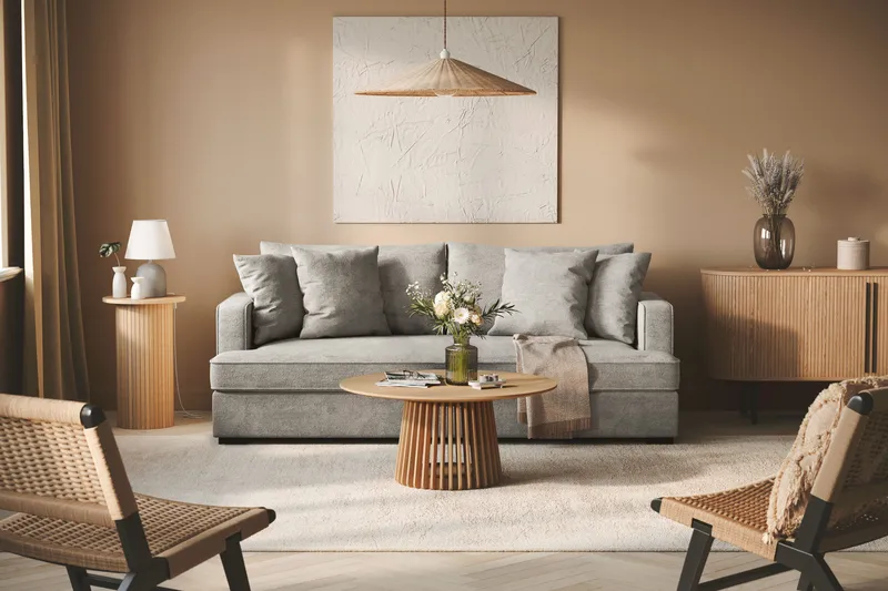 Rossita 3-istuttava Syvä Sohva Yhdellä Istuintyynyllä Chenillestä - Harmaa - Huonekalut - Sohva - 3:n istuttava sohva