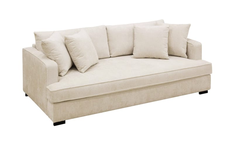 Rossita 3-istuttava Syvä Sohva Yhdellä Istuintyynyllä Chenillestä - Trenza 06, Beige Chenille - Huonekalut - Sohva - 3:n istuttava sohva