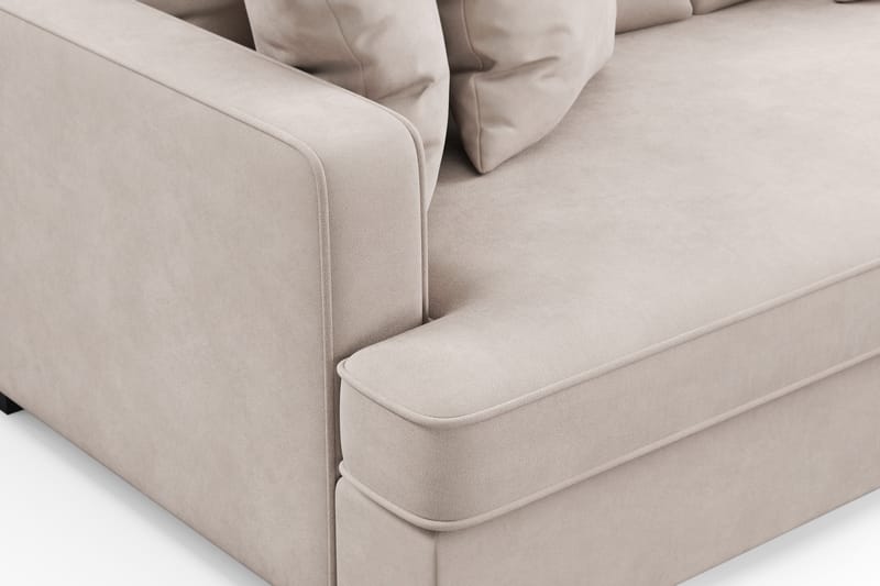 Rossita 3-istuttava Syvä Sohva Yhdellä Istuintyynyllä Samettisohva - Beige - Huonekalut - Sohva - 3:n istuttava sohva