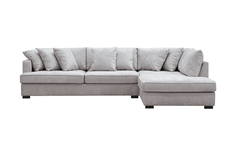 Rossita 4-istuttava Oikeakätinen L-muotoinen Syvä Leponurkkasohva Chenillestä - Harmaa / Ruskea - Huonekalut - Sohva - Divaanisohva