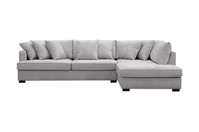 Rossita 4-istuttava Oikeakätinen L-muotoinen Syvä Leponurkkasohva Chenillestä - Harmaa - Huonekalut - Sohva - Divaanisohva