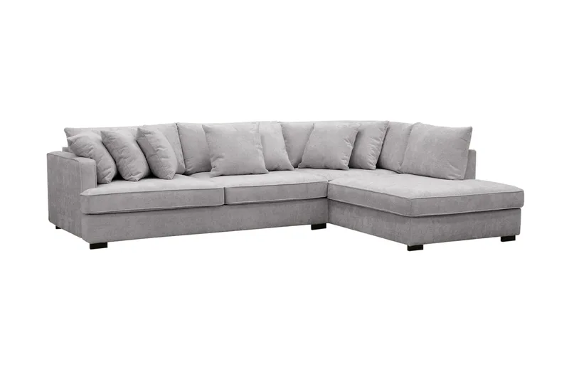 Rossita 4-istuttava Oikeakätinen L-muotoinen Syvä Leponurkkasohva Chenillestä - Harmaa - Huonekalut - Sohva - Divaanisohva