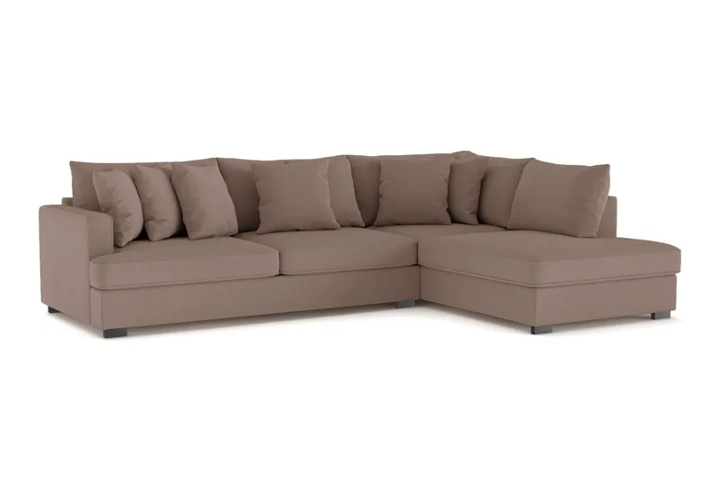 Rossita 4-istuttava Oikeakätinen L-muotoinen Syvä Leponurkkasohva Kangas - Ruskea - Huonekalut - Sohva - Divaanisohva