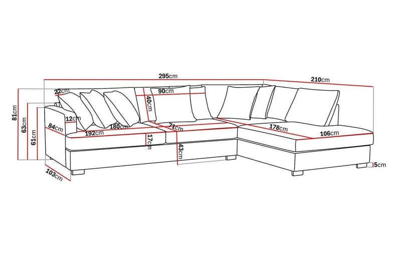 Rossita 4-istuttava Oikeakätinen L-muotoinen Syvä Leponurkkasohva Vakosametti - Beige - Huonekalut - Sohva - Divaanisohva