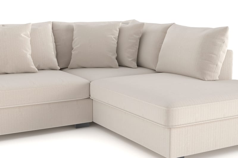 Rossita 4-istuttava Oikeakätinen L-muotoinen Syvä Leponurkkasohva Vakosametti - Beige - Huonekalut - Sohva - Divaanisohva