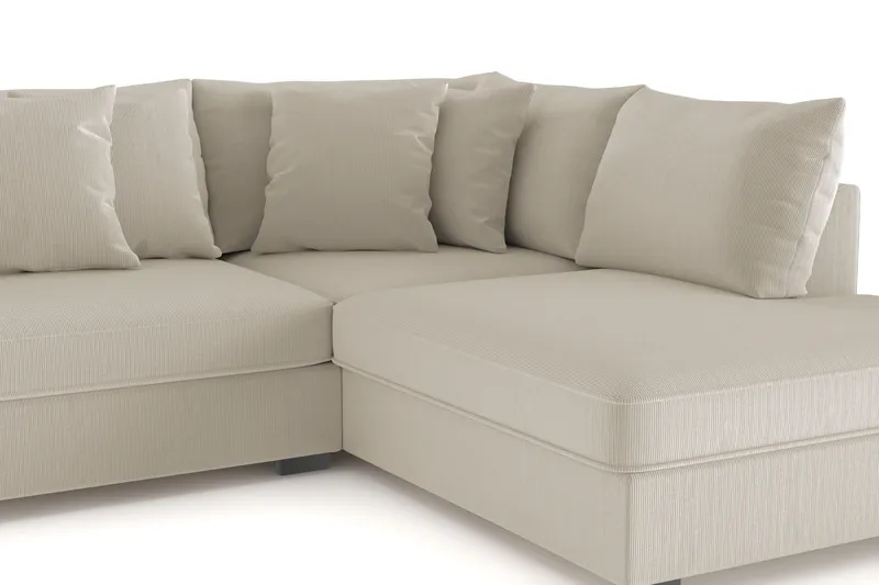 Rossita 4-istuttava Oikeakätinen L-muotoinen Syvä Leponurkkasohva Vakosametti - Greige - Huonekalut - Sohva - Divaanisohva