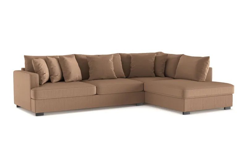 Rossita 4-istuttava Oikeakätinen L-muotoinen Syvä Leponurkkasohva Vakosametti - Ruskea - Huonekalut - Sohva - Divaanisohva