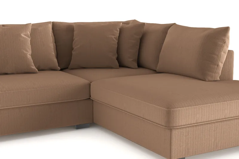 Rossita 4-istuttava Oikeakätinen L-muotoinen Syvä Leponurkkasohva Vakosametti - Ruskea - Huonekalut - Sohva - Divaanisohva