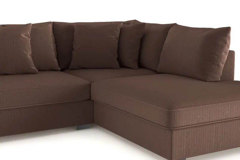 Rossita 4-istuttava Oikeakätinen L-muotoinen Syvä Leponurkkasohva Vakosametti - Ruskea - Huonekalut - Sohva - Divaanisohva