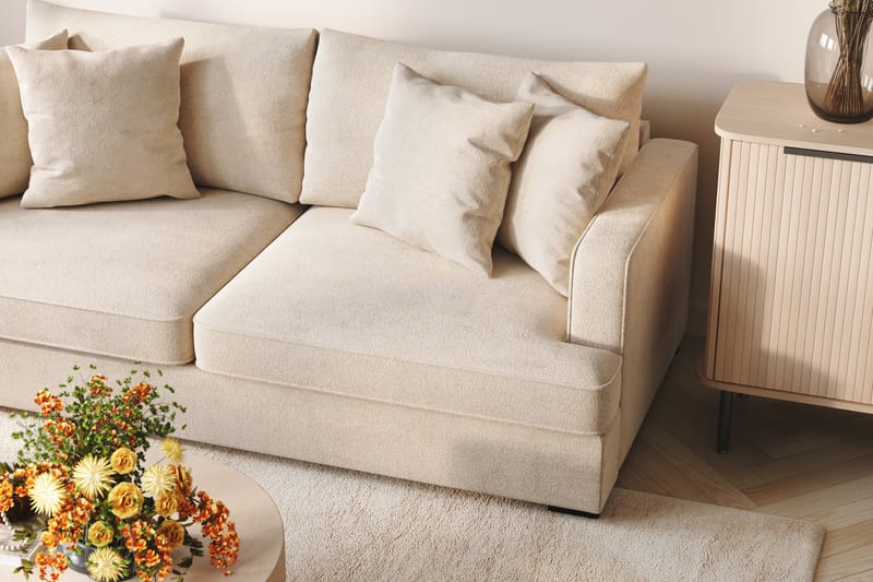 Rossita 4-istuttava Syvä Sohva Chenillestä - Beige - Huonekalut - Sohva - 4:n istuttava sohva