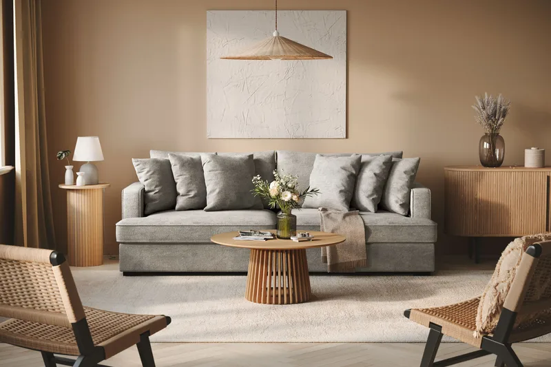 Rossita 4-istuttava Syvä Sohva Chenillestä - Vaaleanharmaa - Huonekalut - Sohva - 4:n istuttava sohva