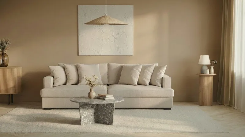 Rossita 4-istuttava Syvä Sohva Vakosametti - Greige - Huonekalut - Sohva - 4:n istuttava sohva