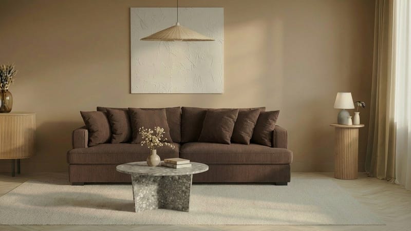 Rossita 4-istuttava Syvä Sohva Vakosametti - Ruskea - Huonekalut - Sohva - 4:n istuttava sohva