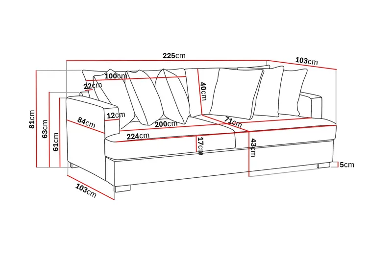 Rossita 4-istuttava Syvä Sohva Vakosametti - Tummanharmaa - Huonekalut - Sohva - 4:n istuttava sohva