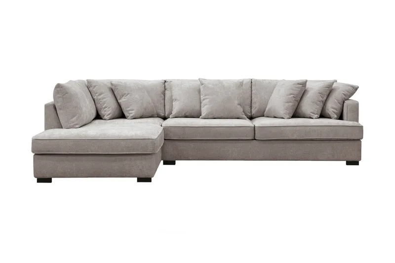 Rossita 4-istuttava Vasenkätinen L-muotoinen Syvä Leponurkkasohva Chenillestä - Harmaa / Ruskea - Huonekalut - Sohva - Divaanisohva