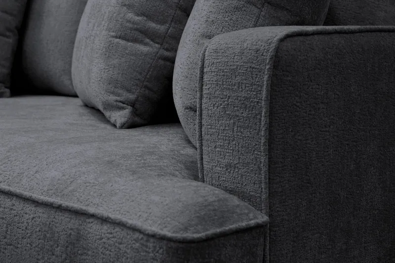 Rossita 4-istuttava Vasenkätinen L-muotoinen Syvä Leponurkkasohva Chenillestä - Musta - Huonekalut - Sohva - Divaanisohva