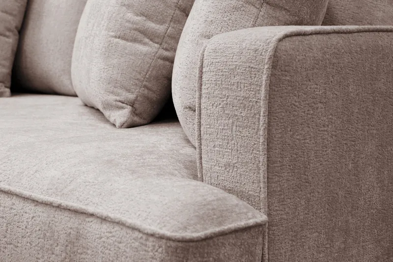 Rossita 4-istuttava Vasenkätinen L-muotoinen Syvä Leponurkkasohva Chenillestä - Trenza 08, Harmaa/Ruskea Chenille - Huonekalut - Sohva - Divaanisohva