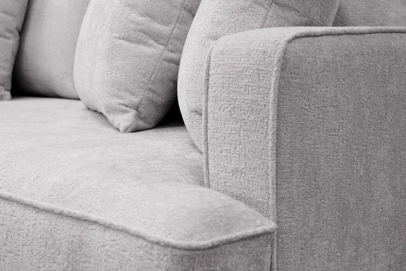 Rossita 4-istuttava Vasenkätinen L-muotoinen Syvä Leponurkkasohva Chenillestä - Vaaleanharmaa - Huonekalut - Sohva - Divaanisohva