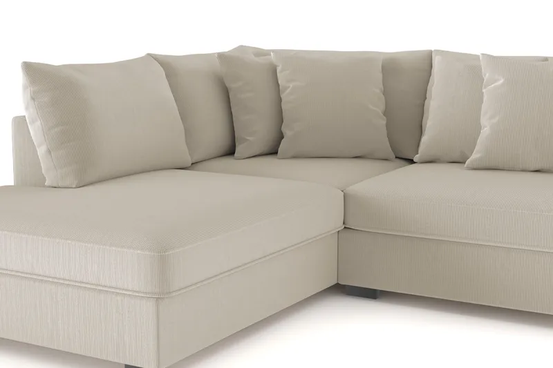 Rossita 4-istuttava Vasenkätinen L-muotoinen Syvä Leponurkkasohva Vakosametti - Greige - Huonekalut - Sohva - Divaanisohva