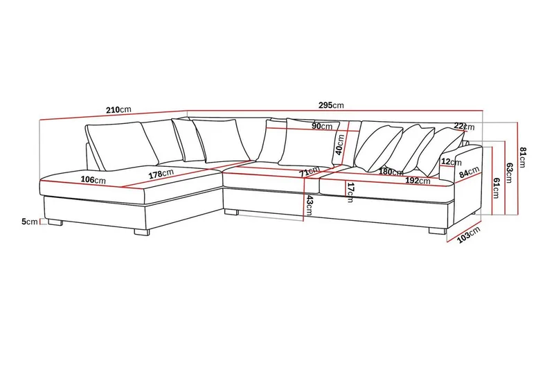 Rossita 4-istuttava Vasenkätinen L-muotoinen Syvä Leponurkkasohva Vakosametti - Ruskea - Huonekalut - Sohva - Divaanisohva