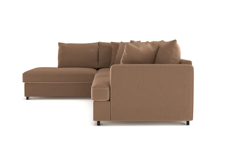 Rossita 4-istuttava Vasenkätinen L-muotoinen Syvä Leponurkkasohva Vakosametti - Ruskea - Huonekalut - Sohva - Divaanisohva