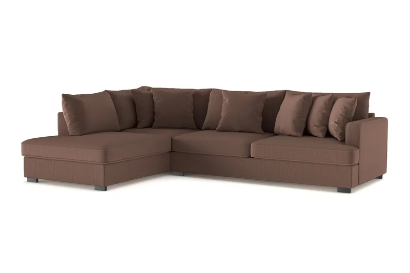 Rossita 4-istuttava Vasenkätinen L-muotoinen Syvä Leponurkkasohva Vakosametti - Ruskea - Huonekalut - Sohva - Divaanisohva