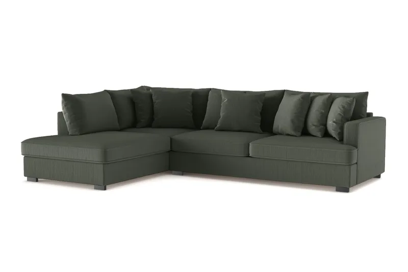 Rossita 4-istuttava Vasenkätinen L-muotoinen Syvä Leponurkkasohva Vakosametti - Tummanvihreä - Huonekalut - Sohva - Divaanisohva