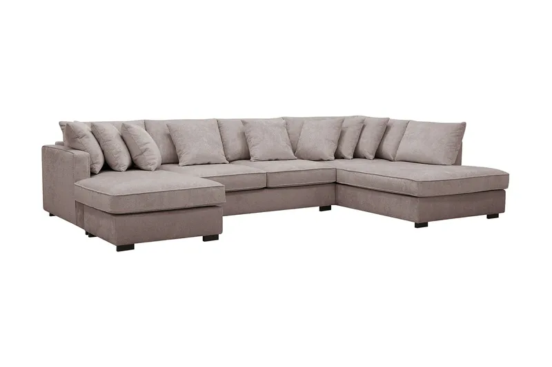 Rossita 5-istuttava Oikeakätinen U-muotoinen Syvä Sohva Divaanilla ja Leponurkkauksella Chenillestä - Harmaa / Ruskea - Huonekalut - Sohva - Divaanisohva